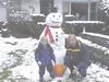 first snowman with pumpkin